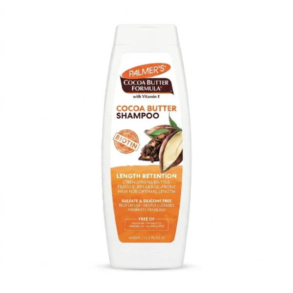 شامبو بالمرز بزبدة الكاكاو والبيوتين — Palmer's Cocoa Butter Formula Length Retention Shampoo with Biotin — 400ml شامبو بالمرز بزبدة الكاكاو والبيوتين — Palmer's Cocoa Butter Formula Length Retention Shampoo with Biotin — 400ml